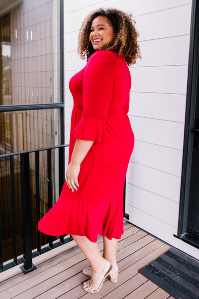 DOORBUSTER Cloudy Skies Dress in Crimson