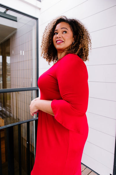 DOORBUSTER Cloudy Skies Dress in Crimson