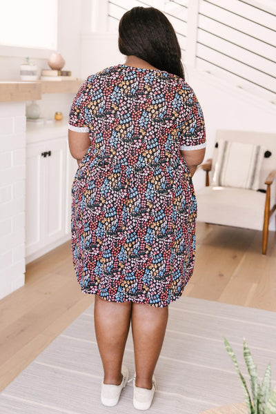 Clusters of Flowers Dress In Black
