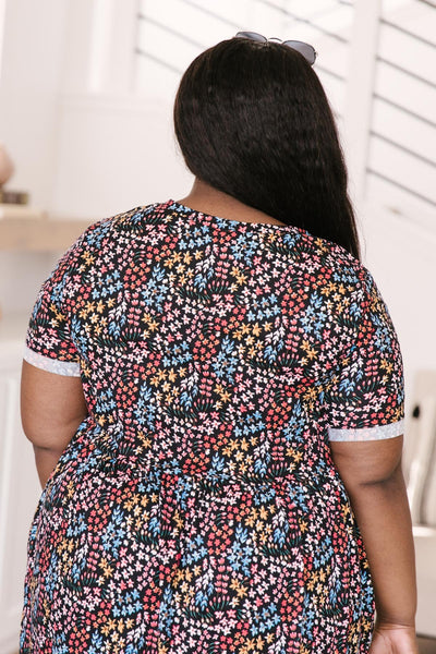 Clusters of Flowers Dress In Black