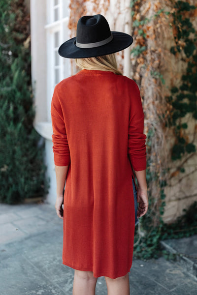 Coastal Town Cardigan in Dark Coral