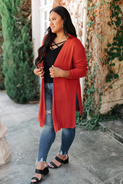 Coastal Town Cardigan in Dark Coral