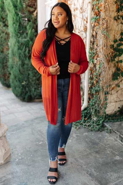 Coastal Town Cardigan in Dark Coral