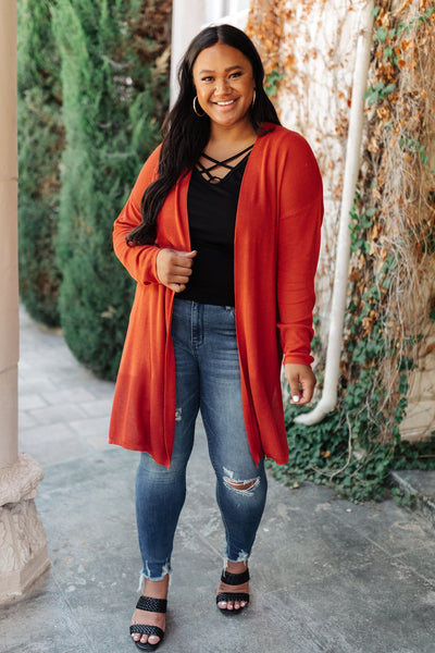 Coastal Town Cardigan in Dark Coral