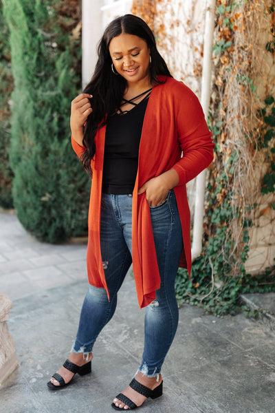 Coastal Town Cardigan in Dark Coral