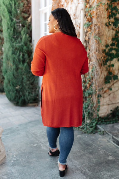 Coastal Town Cardigan in Dark Coral