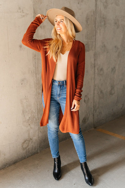 Coastal Town Cardigan in Rust