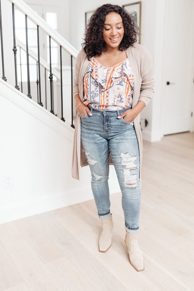 Coastal Town Cardigan in Taupe