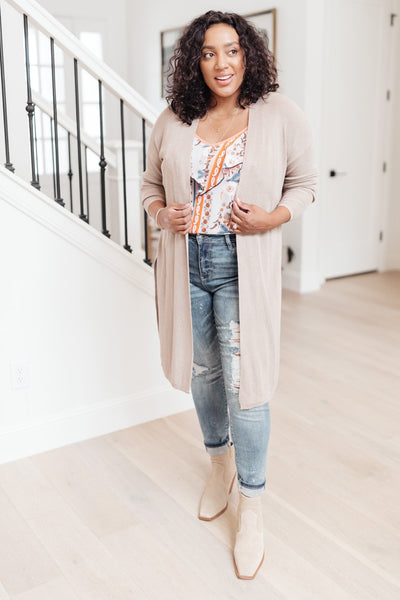 Coastal Town Cardigan in Taupe