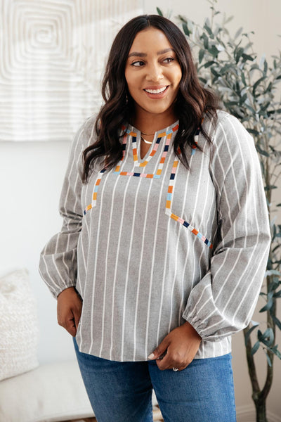 Color Chain Embroidered Top