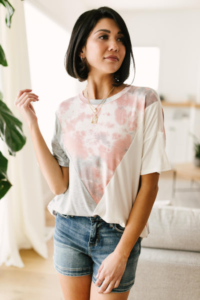 Cool Slice Of Tie Dye Top In Gray