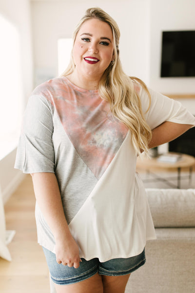 Cool Slice Of Tie Dye Top In Gray