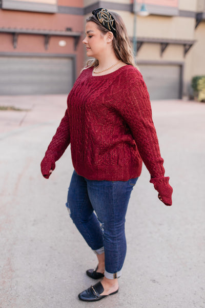 Cozy Cropped Sweater in Cranberry