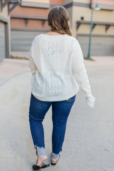 Cozy Cropped Sweater in White