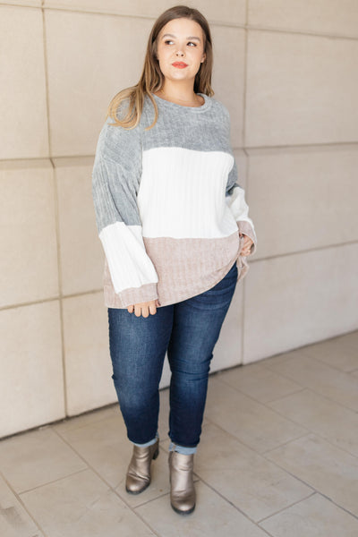 Cream Mix Ribbed Top