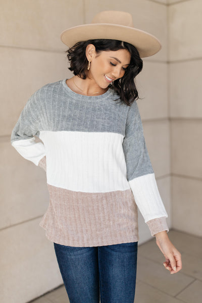 Cream Mix Ribbed Top