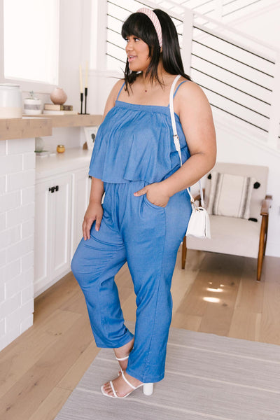 Crosshatch Jumpsuit in Denim