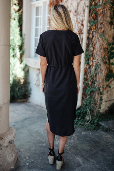 Crossover Midi Dress in Black
