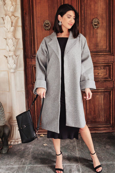 Deconstructed Oversized Trench Coat in Stone Gray