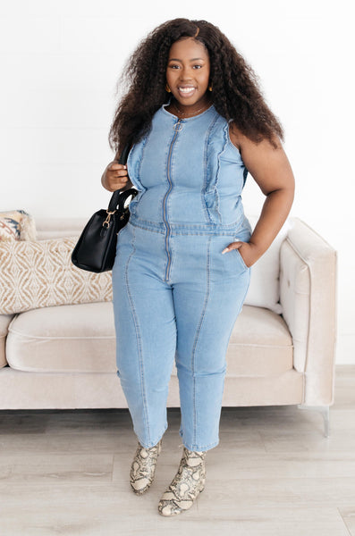 PREORDER: Denim Ruffles Jumpsuit