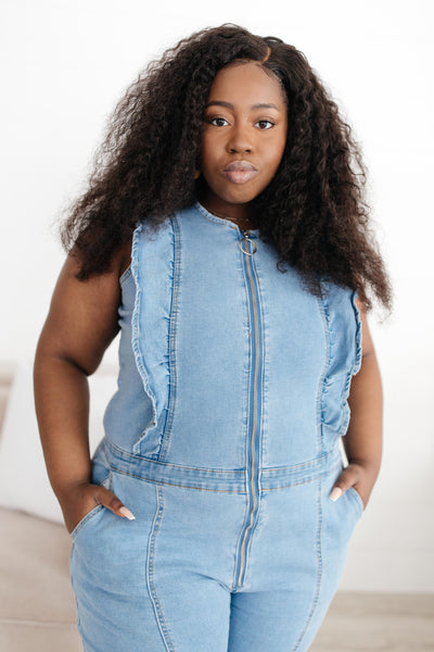 PREORDER: Denim Ruffles Jumpsuit