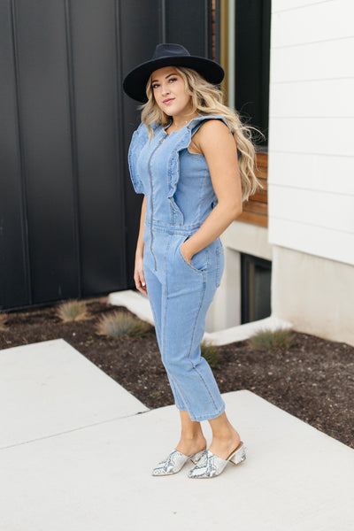 PREORDER: Denim Ruffles Jumpsuit