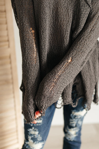 Distressed and Proud Sweater in Black