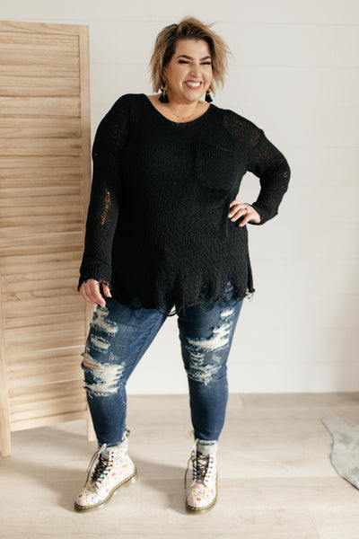 Distressed and Proud Sweater in Black