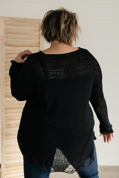 Distressed and Proud Sweater in Black