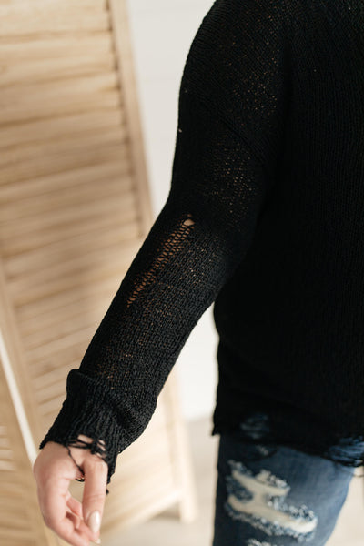 Distressed and Proud Sweater in Black