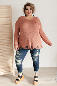 Distressed and Proud Sweater in Ginger