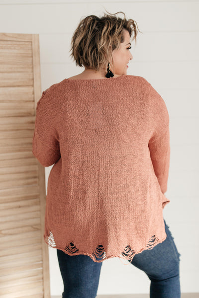 Distressed and Proud Sweater in Ginger