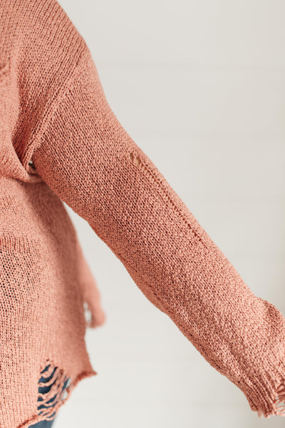 Distressed and Proud Sweater in Ginger