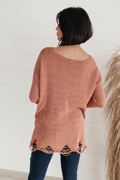 Distressed and Proud Sweater in Ginger