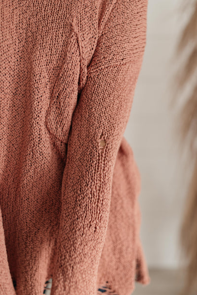 Distressed and Proud Sweater in Ginger