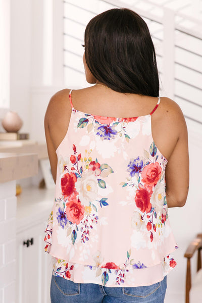 Elegant Floral Camisole In Blush