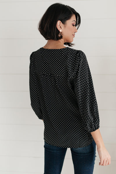 Embroidery and Dots Blouse in Black