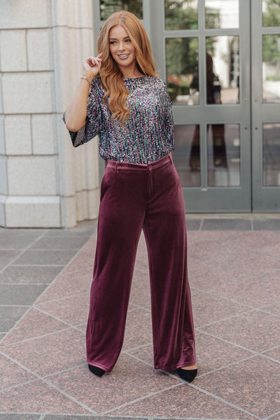 High Society Velvet Wide Leg Trousers