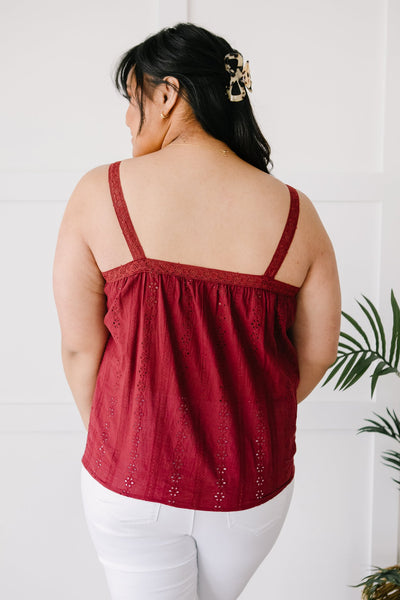 Eyelet You Know Camisole In Burgundy