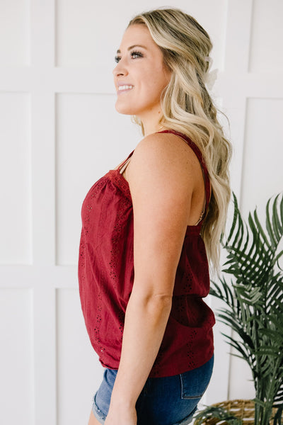 Eyelet You Know Camisole In Burgundy