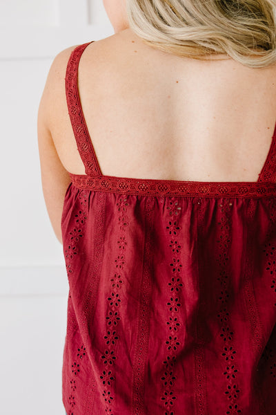 Eyelet You Know Camisole In Burgundy