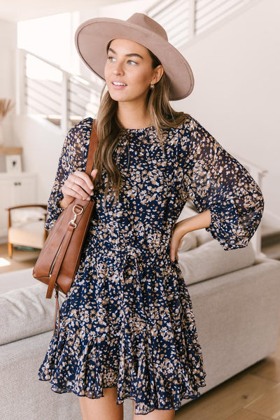 Fancy Me Floral Dress in Navy