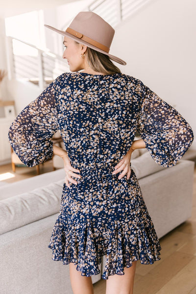 Fancy Me Floral Dress in Navy