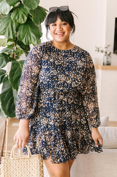 Fancy Me Floral Dress in Navy