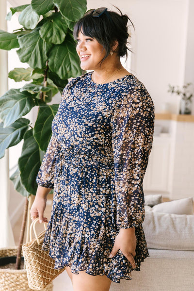 Fancy Me Floral Dress in Navy