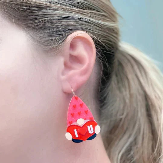 PREORDER: I Heart You Gnome Dangle Earrings