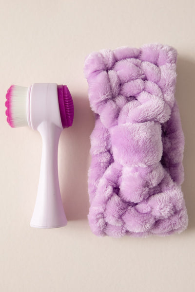 Facial Brush & Headband Set in Purple