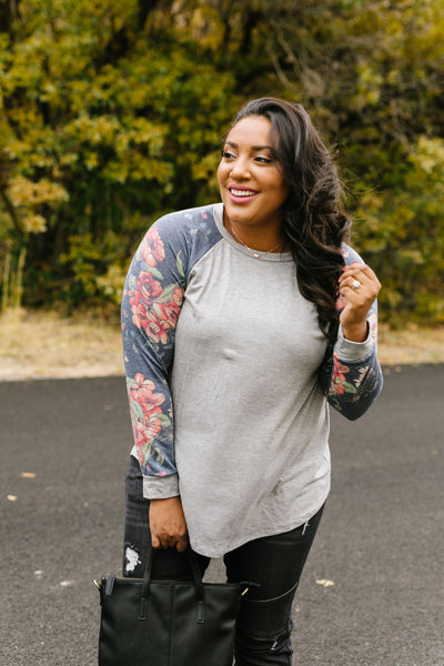 Faded Floral Raglan Tee