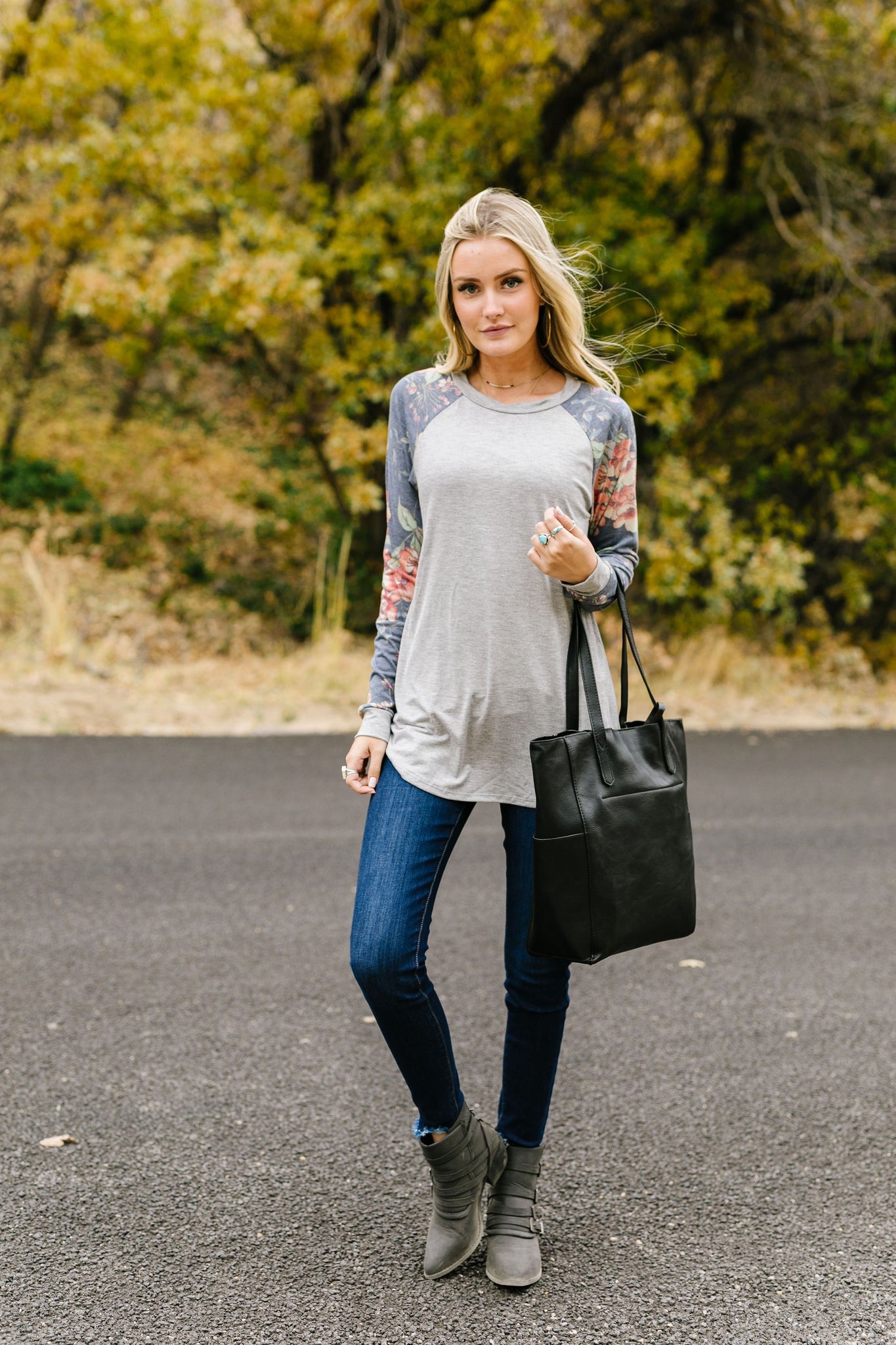 Faded Floral Raglan Tee