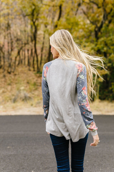 Faded Floral Raglan Tee